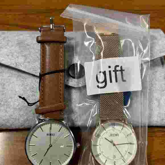 Men's Fashion Minimalist Wrist Watch Analog Date with Leather Strap w/Free Gift