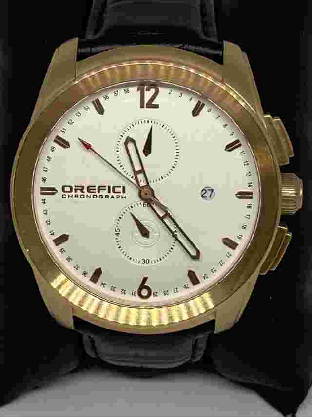 Orefici Classico 0158 Unisex Black Leather Analog White Dial Quartz Watch LJ434