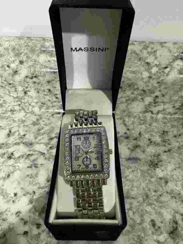 Massini Silver Diamond accent watch-new in box