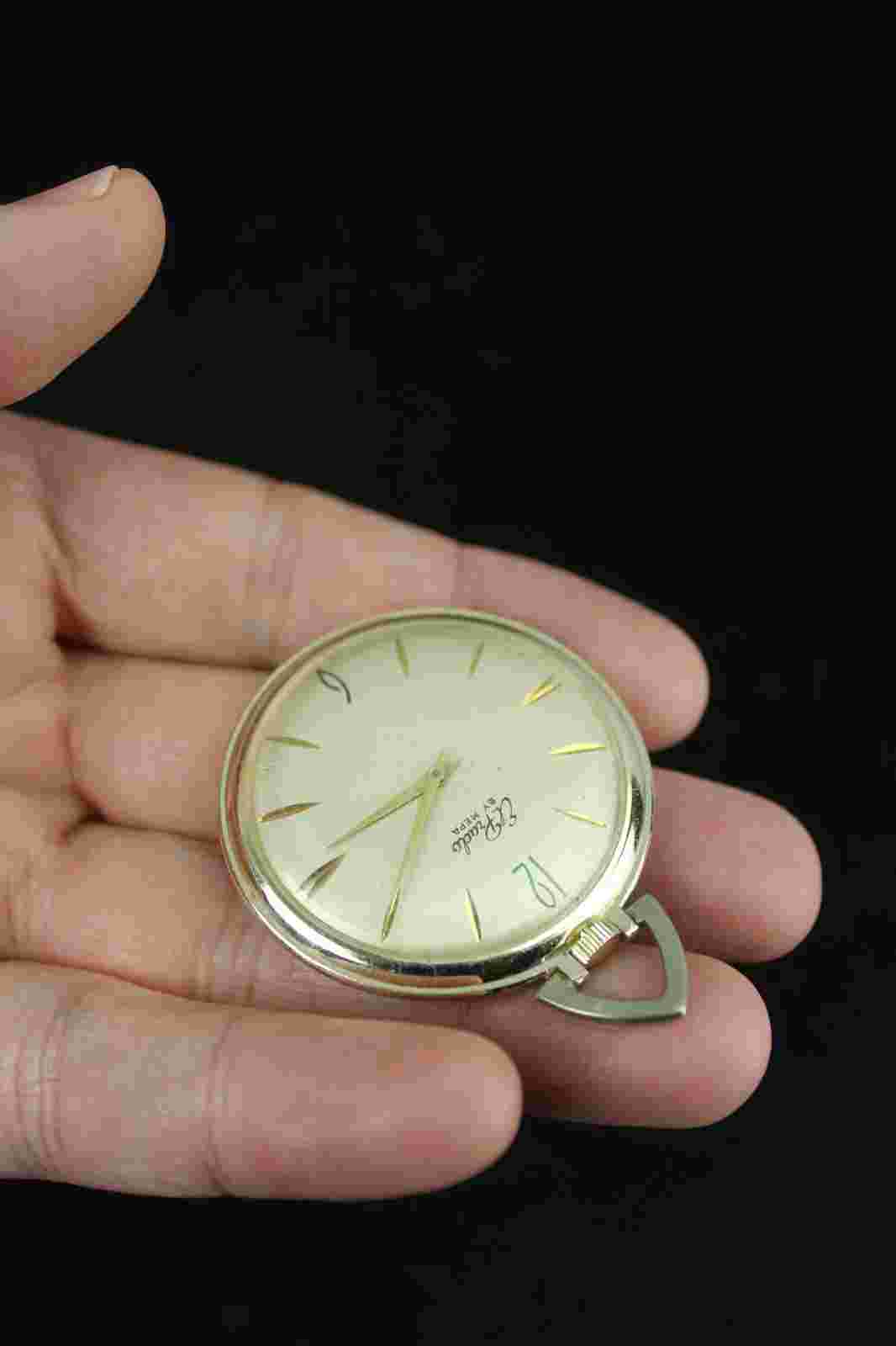 VINTAGE pendant watch ladies El Prado by Mepa hand wind gold tone Basis 1960's