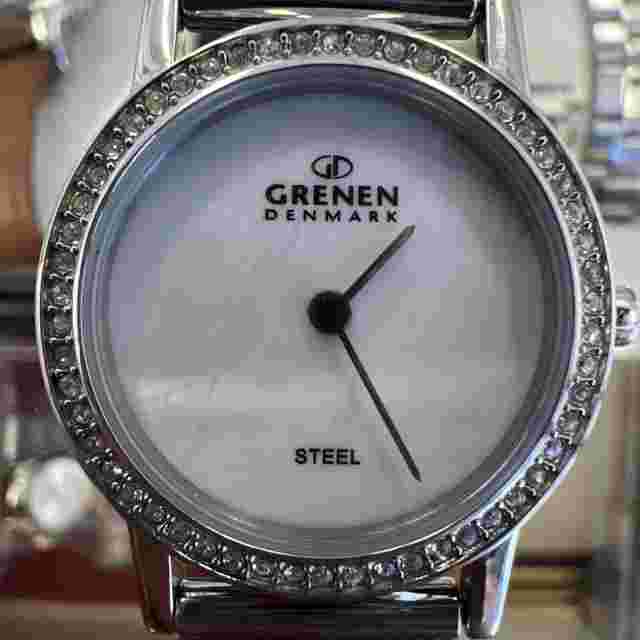 Grenen Denmark Women M-34SSSW Classic MOP Dial Mesh Quartz Analog Watch 7 1/2"