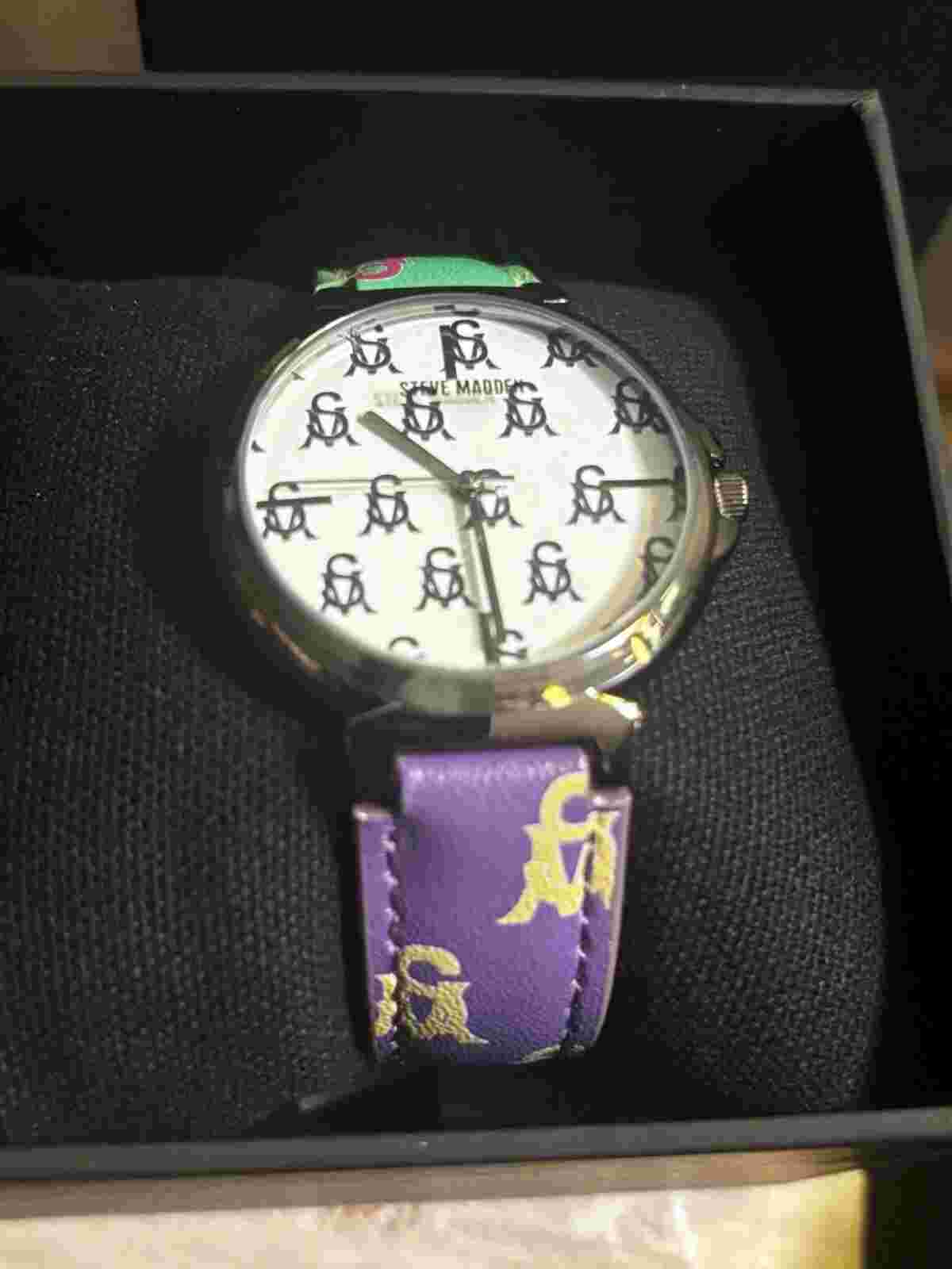 NIB Steve Madden Womens Stacked Logo Watch Fashion 36mm