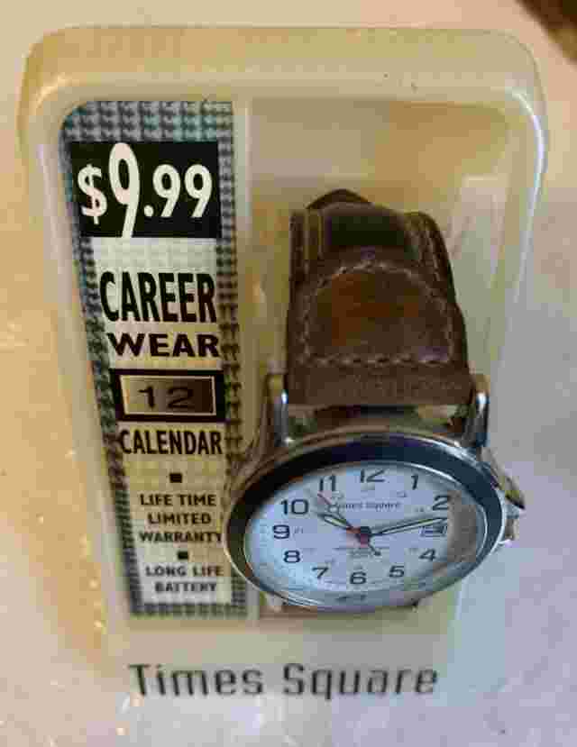 Times Square Analog Watch glow hand date window w/ CASE - FOR PARTS OR REPAIR