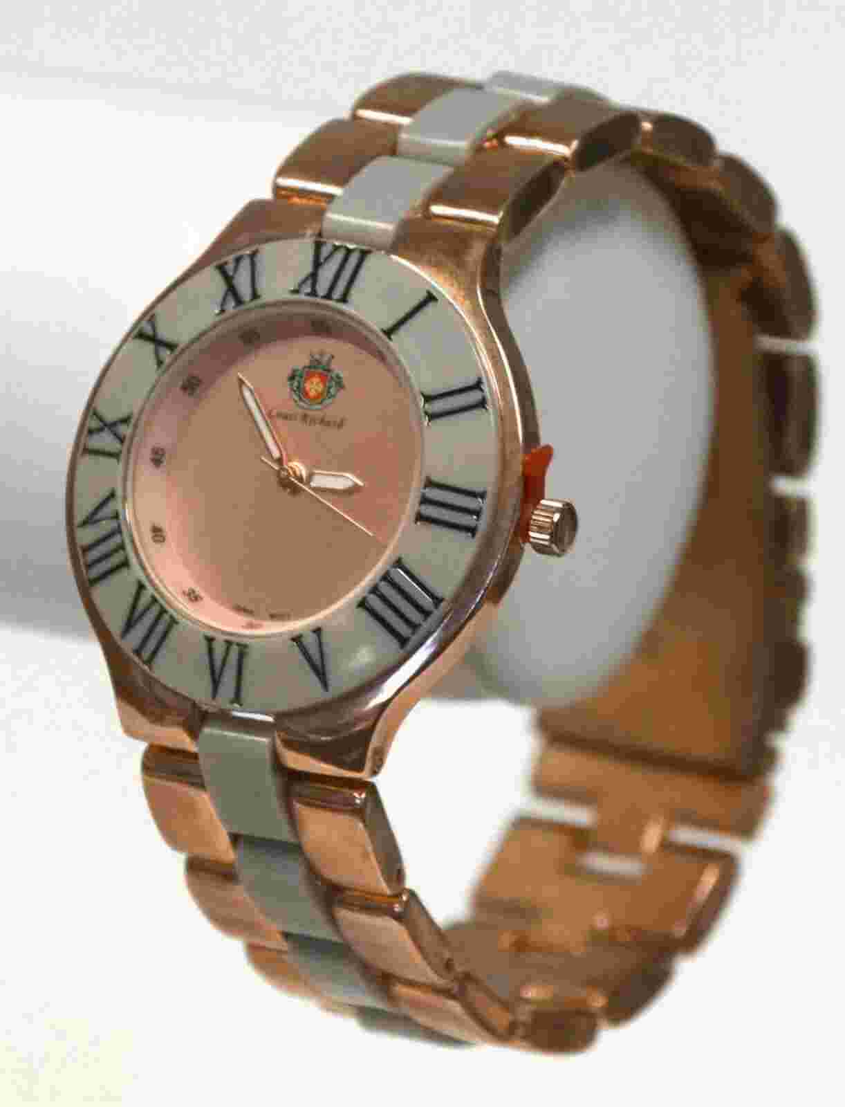 NEW Louis Richard 9228 Women's Rivoli Series Brushed Rose Gold / Off-White Watch