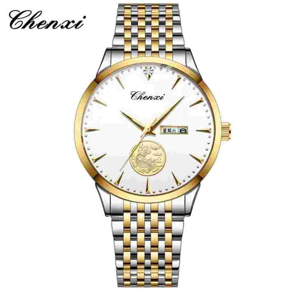 CHENXI Men Quartz Watches Casual Weekdate Wristwach Luminous Pointer Steel Watch