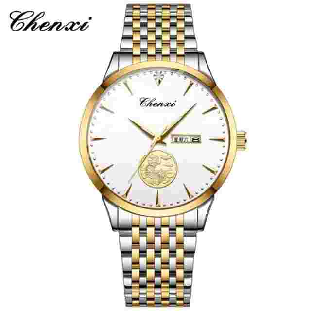 CHENXI Men Quartz Watches Casual Weekdate Wristwach Luminous Pointer Steel Watch