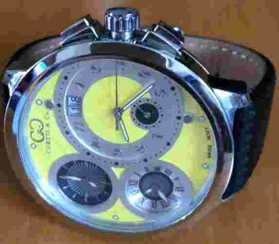 Curtis & Co. BIG TIME WORLD THREE TIME ZONE wristwatch 50mm 30m waterproof