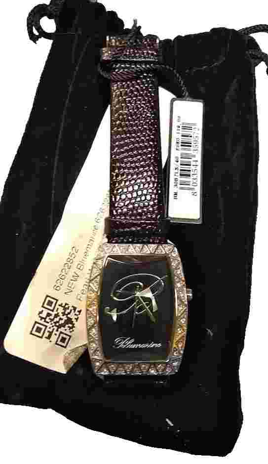 NEW Blumarine 62622852 Womens Black Mother Of Pearl Watch Logo On Black Dial