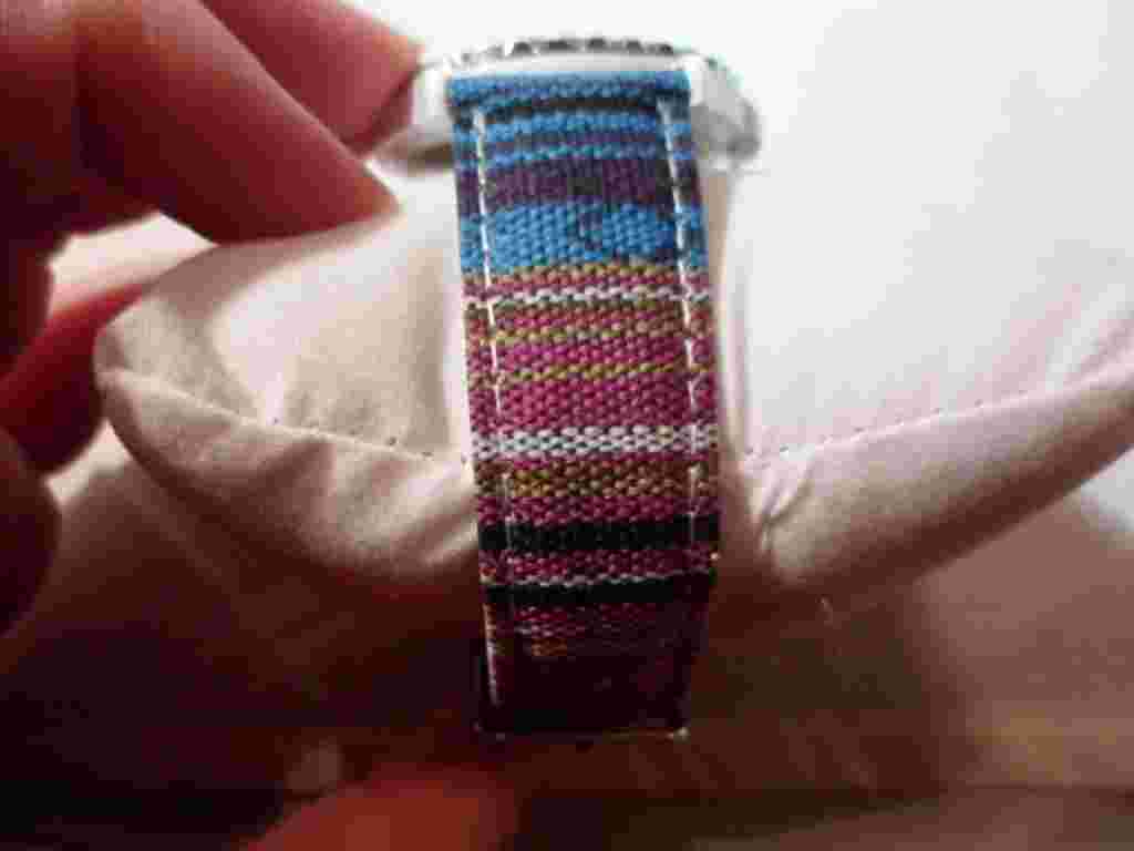 STRADA Austrian Crystal Japanese Movement Watch w/Purple Striped Canvas Band