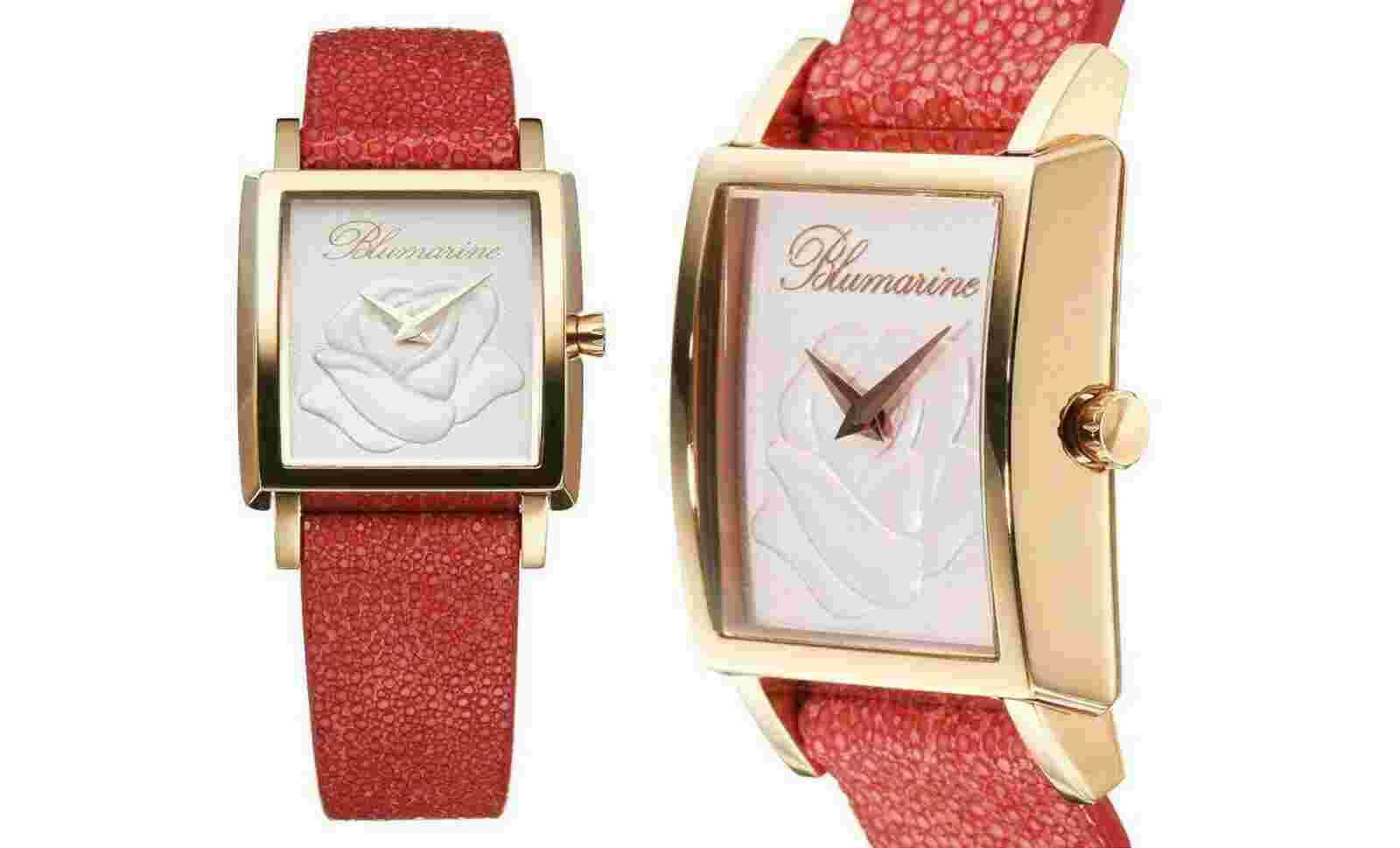 NEW Blumarine BM.3149L-03 Womens Textured Leather Rose Dial Coral Fashion Watch