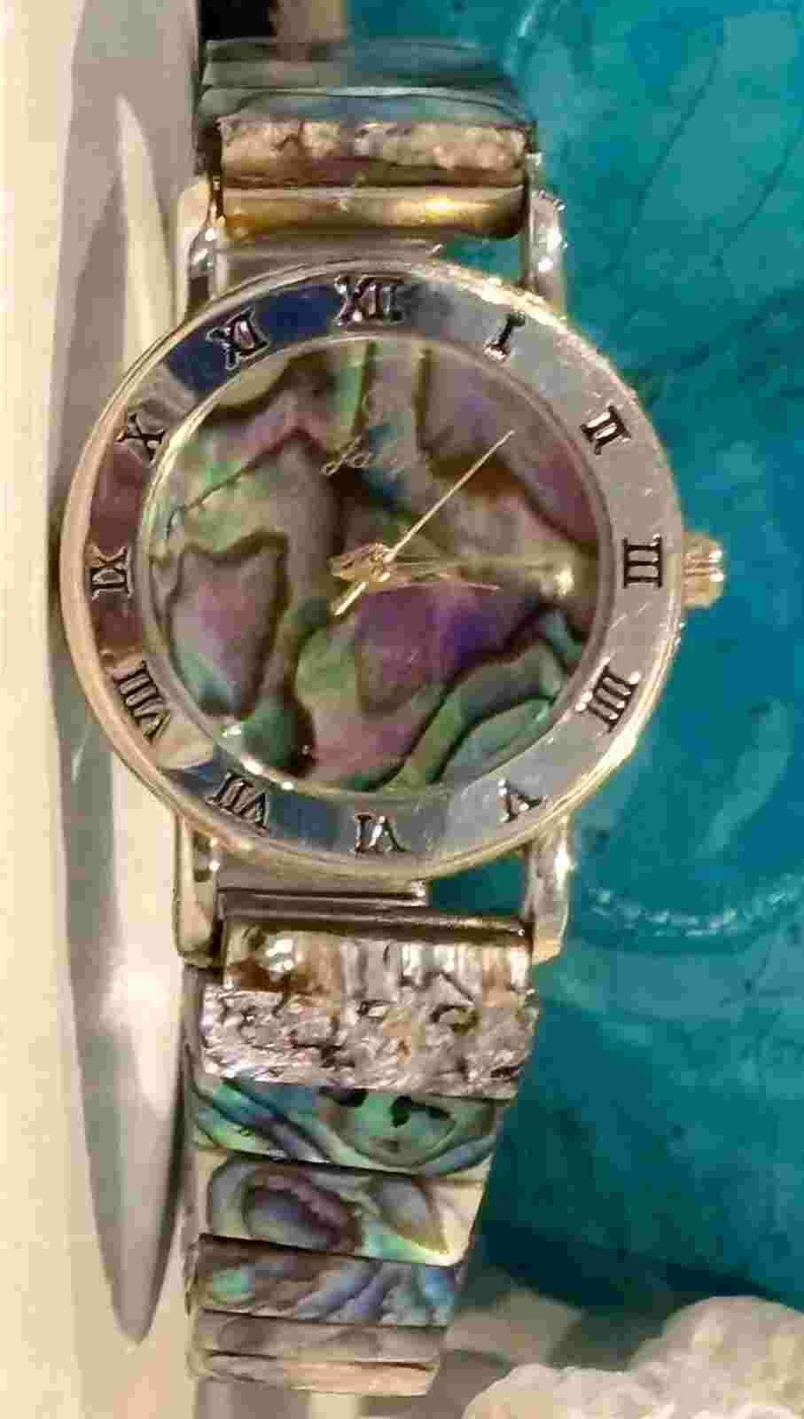 Vintage Jalga Ladies Abalone Shell Quartz Stench Watch
