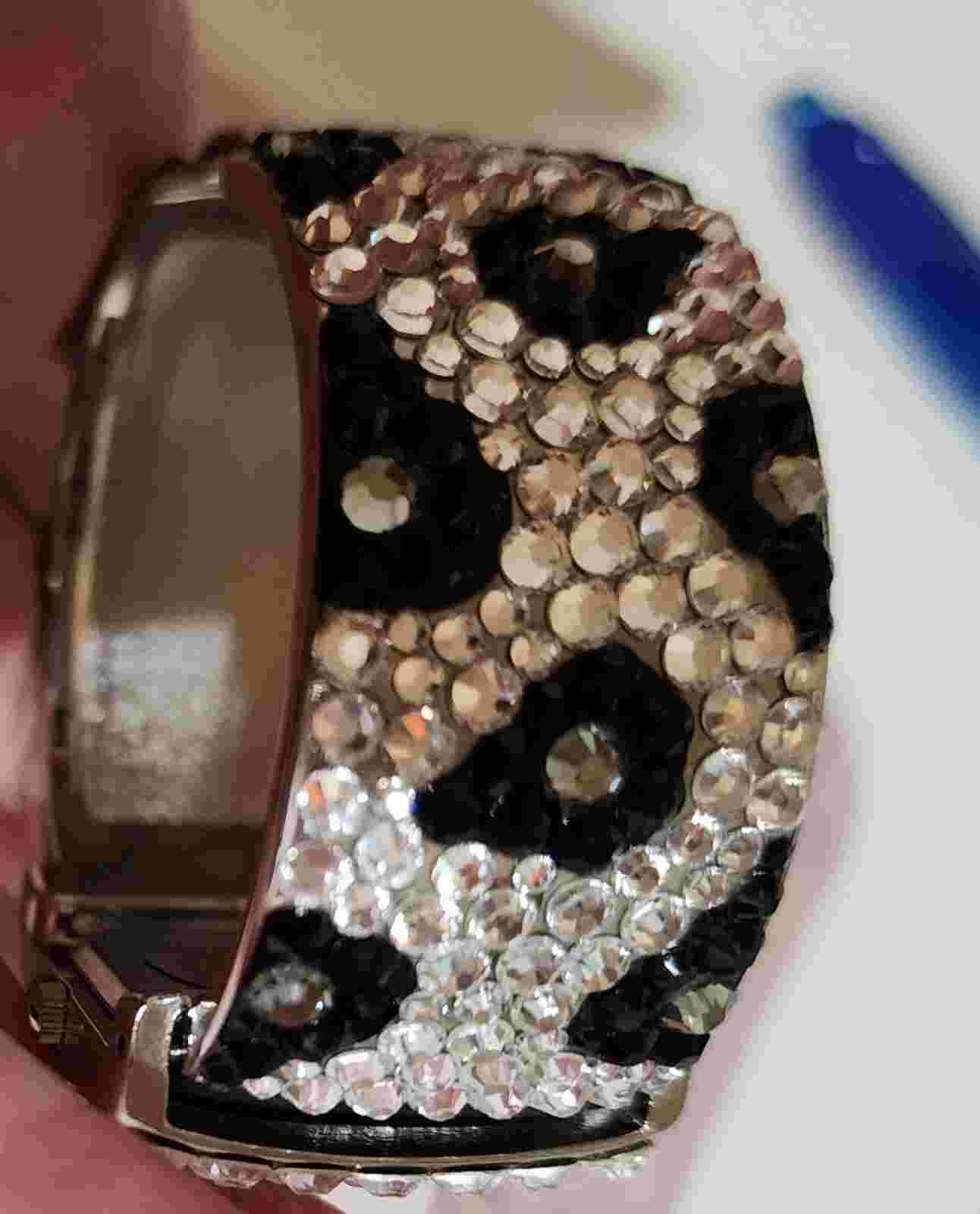 KirkFolly Rhinestone Cuff Bracelet Watch Zebra Print Pattern