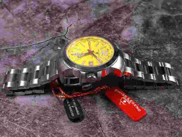 Swiss Legend World Timer Yellow Dial Watch.