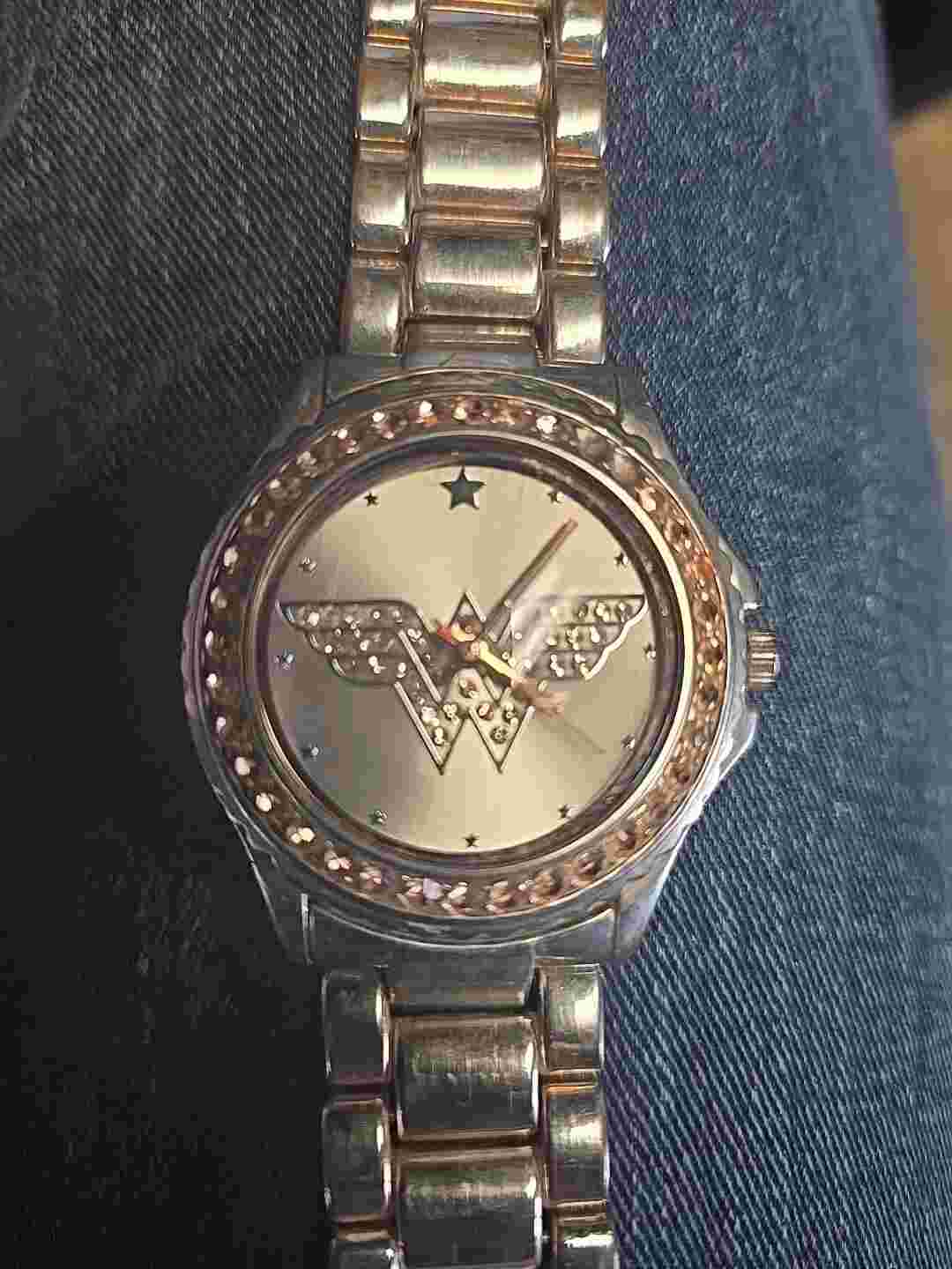 Wonder Woman Logo Rhinestone Accented Rose Gold Watch  by Accutime