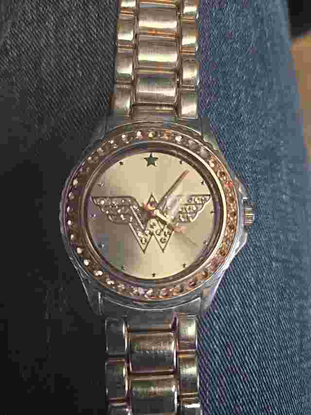Wonder Woman Logo Rhinestone Accented Rose Gold Watch  by Accutime
