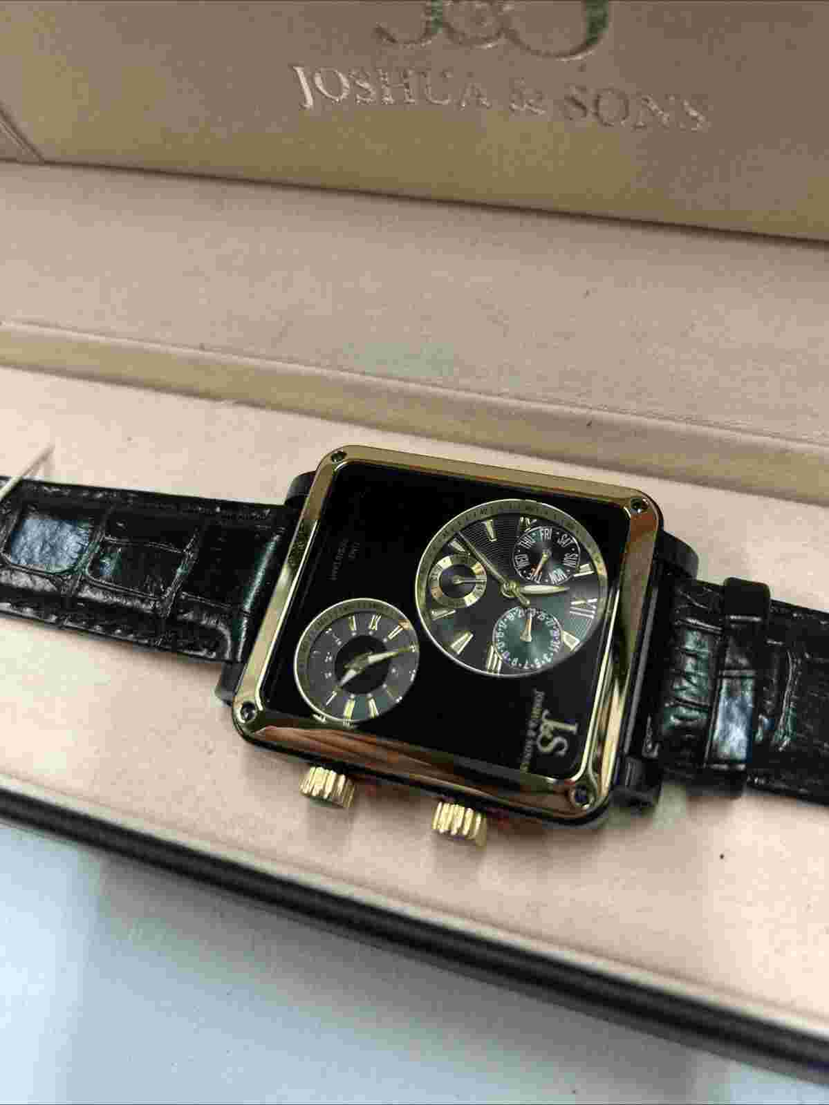 Navigator Square Case Dual Time Leather JS-30