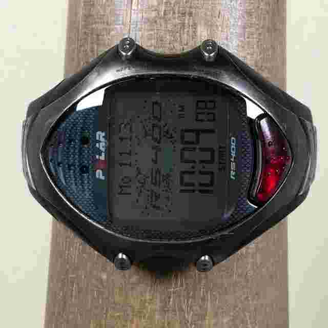 Polar Men RS400 Heart Rate Monitor Gray Rubber 44mm Quartz Digital Watch 7 3/4"
