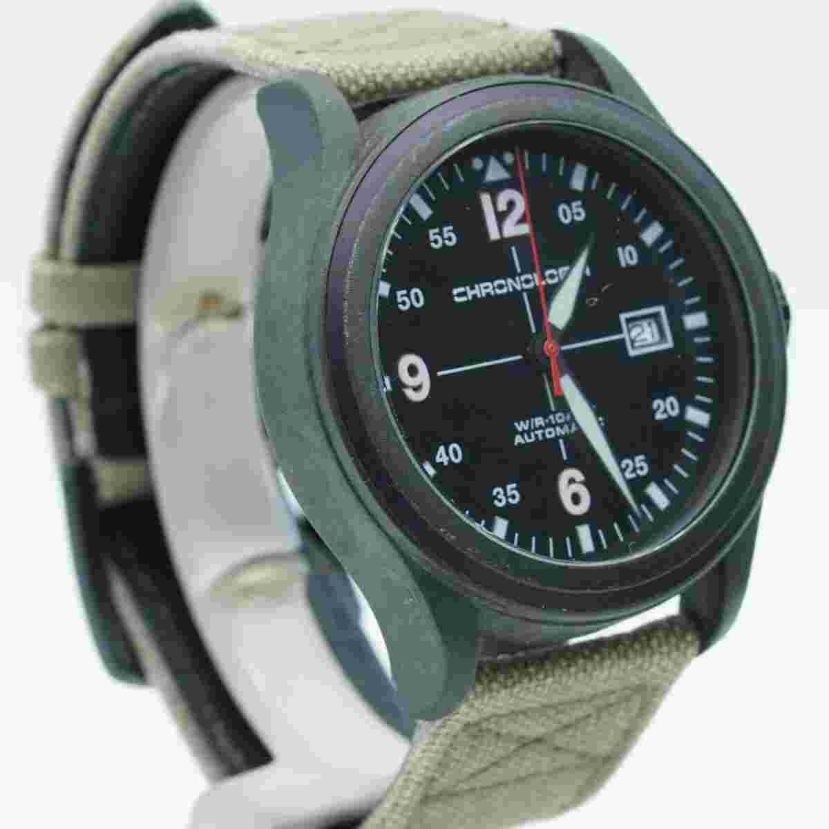 Chronologia Carbon Diver Automatic Men's Watch 42Mm Black Top Condition Papers