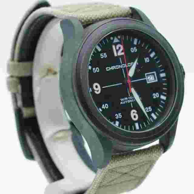 Chronologia Carbon Diver Automatic Men's Watch 42Mm Black Top Condition Papers