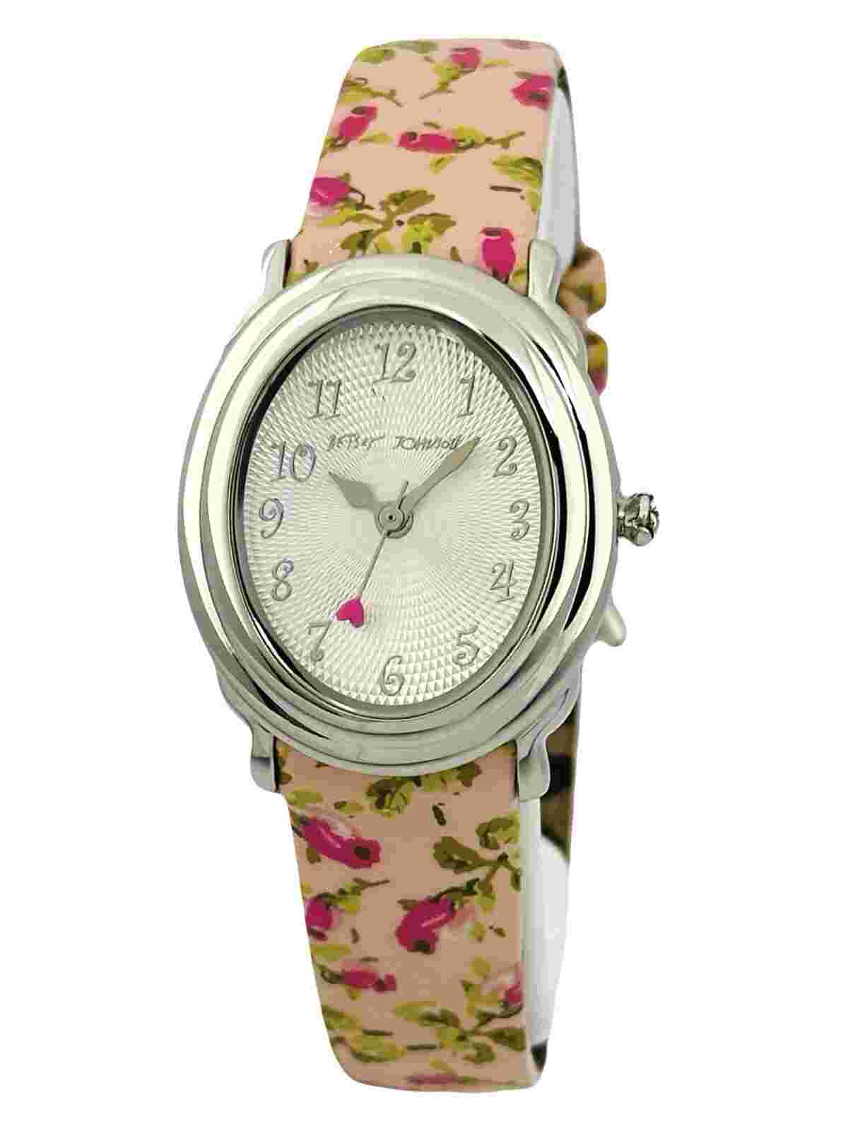 Betsey Johnson Women’s BJ2087 Pink Flower Strap Heart Hand Stainless Babd  Watch