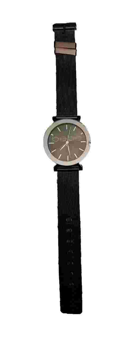Bebe Women's 9.75" Gunmetal Gray Watch Gemmed Dial New Battery Chipped Crystal