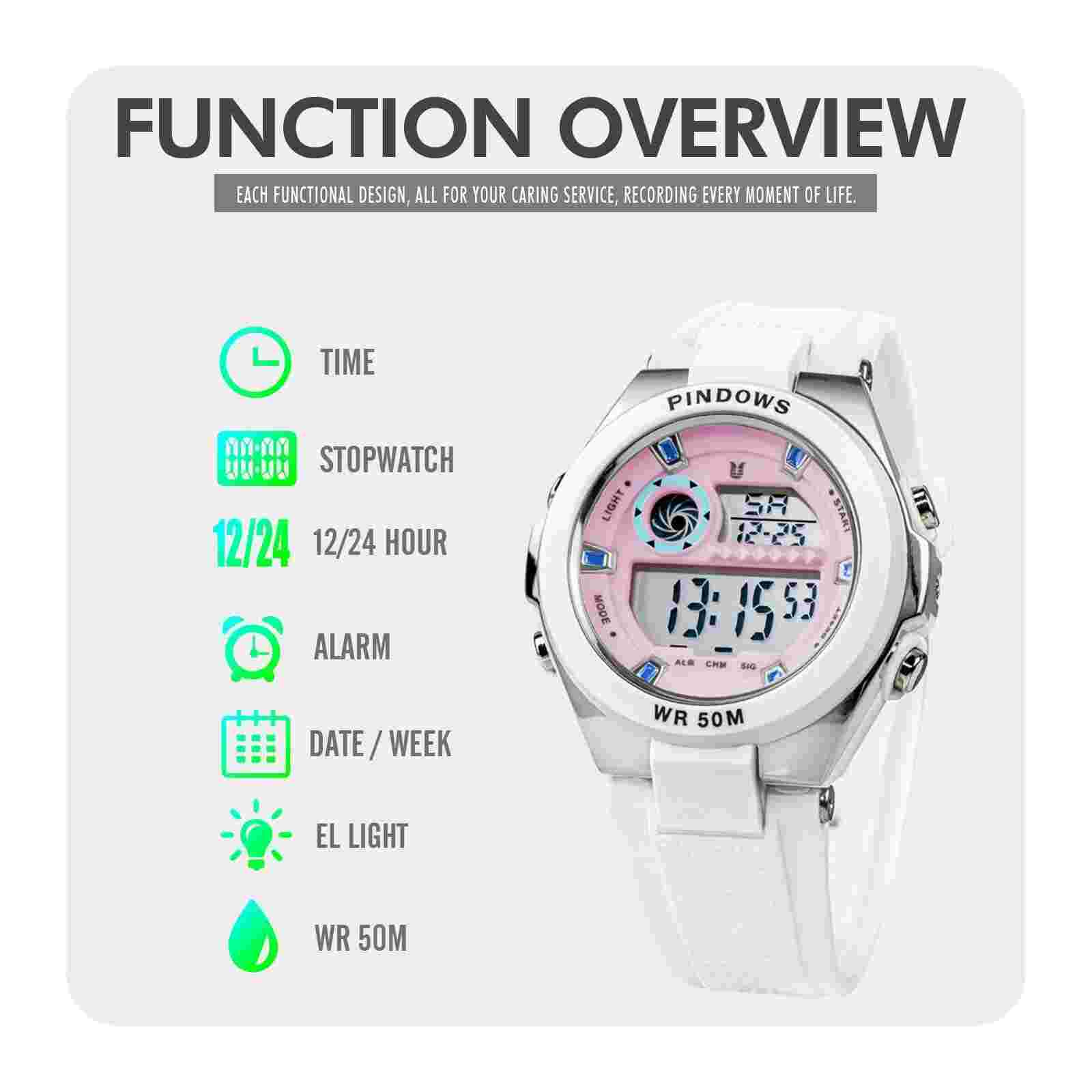 CakCtiy Digital Sports Watch with Waterproof Stopwatch Luminous Display Alarm...