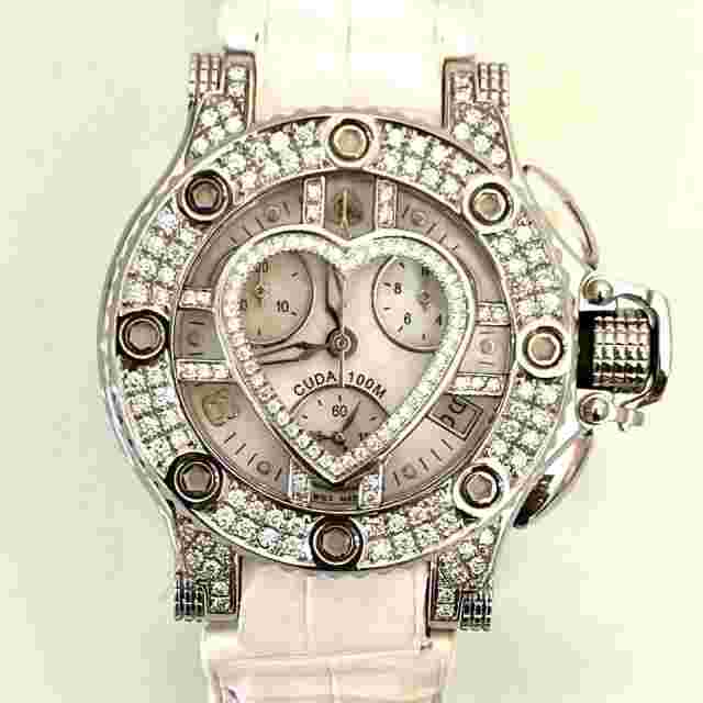 Aquanautic Princess Cuda Dial White Shell Diamonds and Belt Quartz Case 33mm