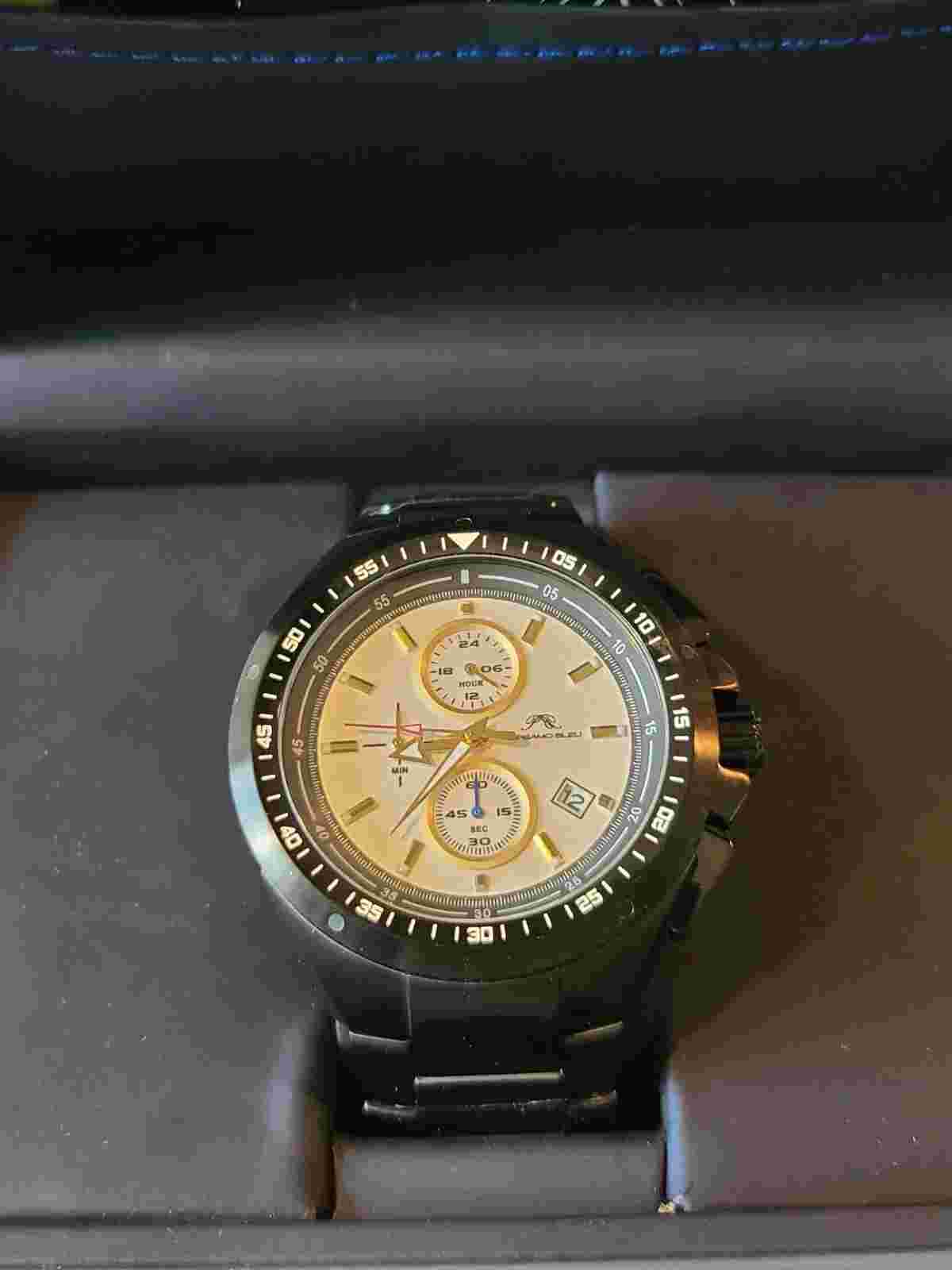 Porsamo Bleu Luxury Damien Black Men's Chronograph Watch(bb)