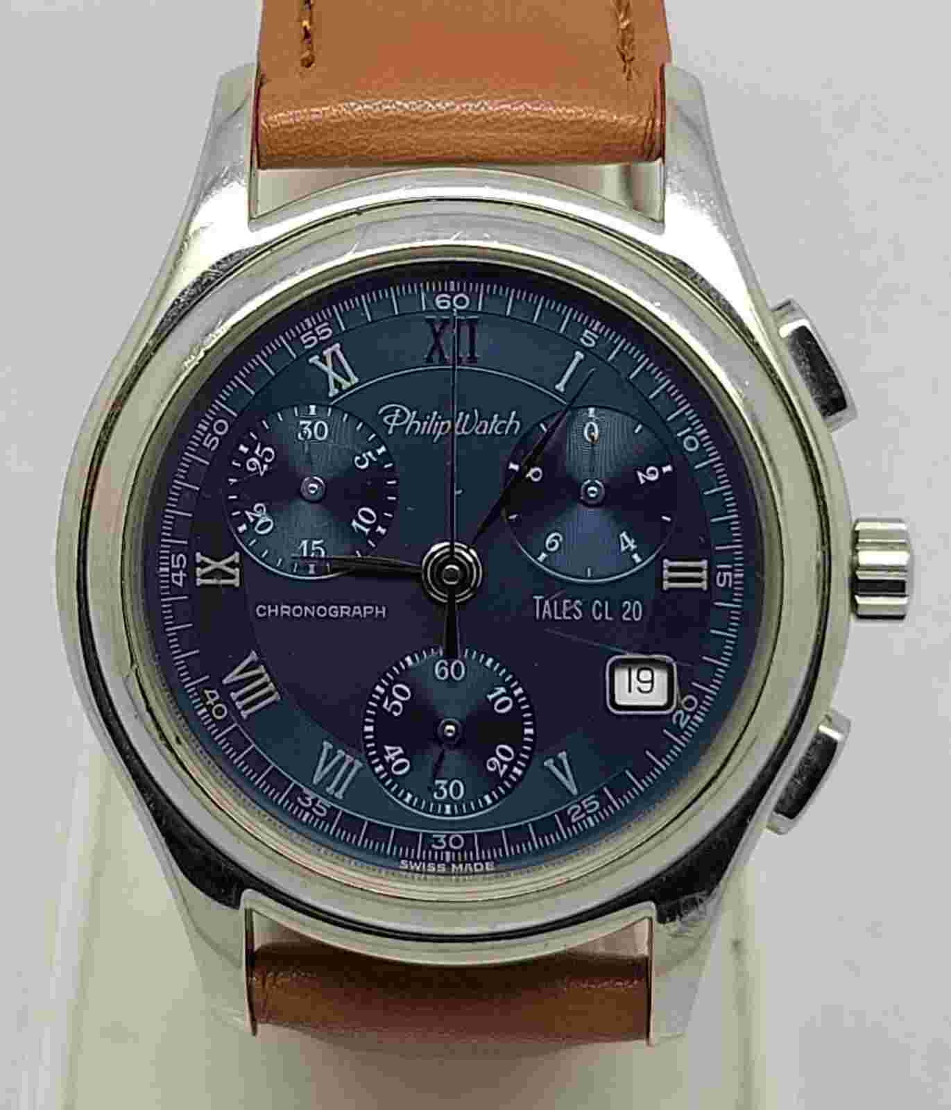PHILIP WATCH TALES CL 200 BLUE DIAL CHRONOGRAPH RARE 37MM