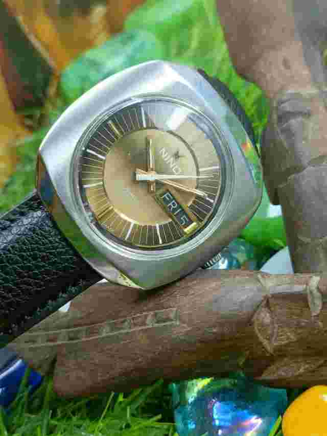 AUTHENTIC NINO AUTOMATIC SWISS MEN'S DAY DATE 25 JEWELS MINT RETRO VINTAGE