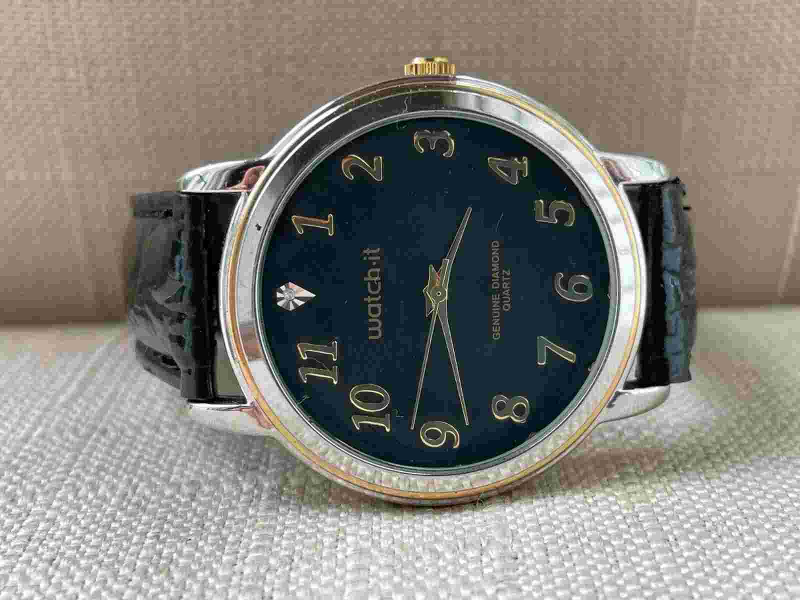 Watch.it Men Wristwatch Genuine Diamonds Quartz Analog Watch