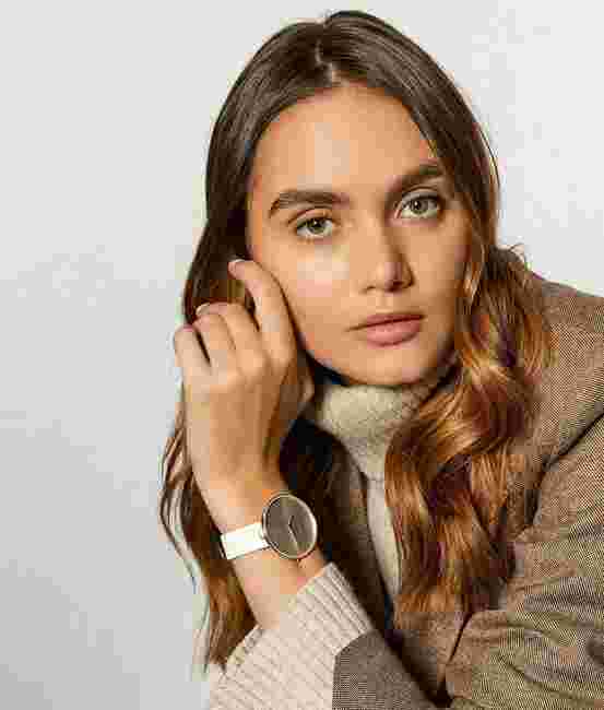 Women Wristwatch CK CALVIN KLEIN FULL MOON K8Y236L6 Leather White SWISS MADE