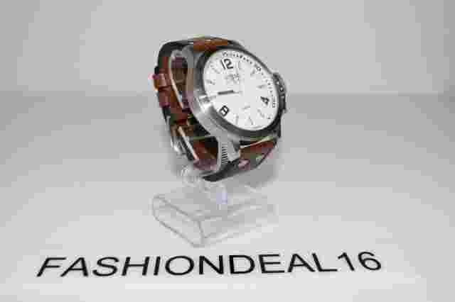 Oozoo Authentic Brown Leather SS Oversized Watch