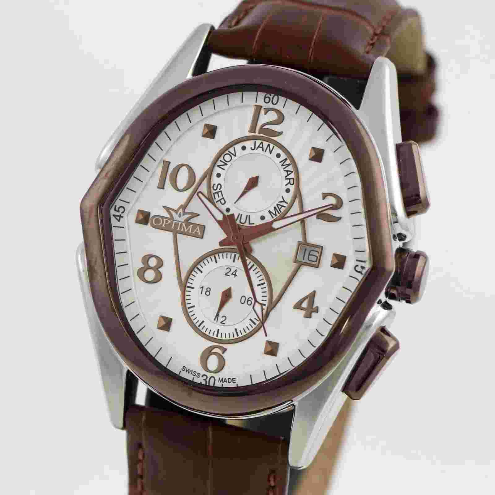 Optima •  • Swiss Watch • Stainless Steel  • 42x44.5mm• OSC272 • Dual Time