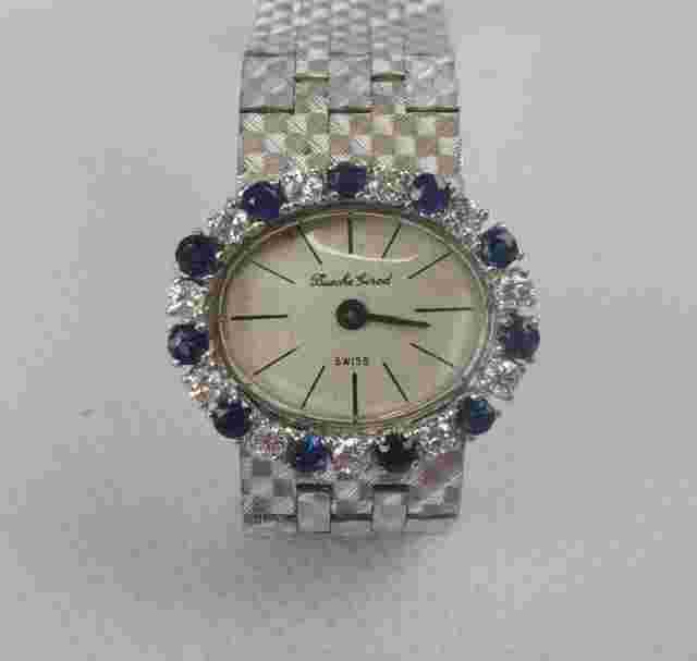 Ladies 9ct White Gold Sapphire & Diamond Bueche Girod Wristwatch