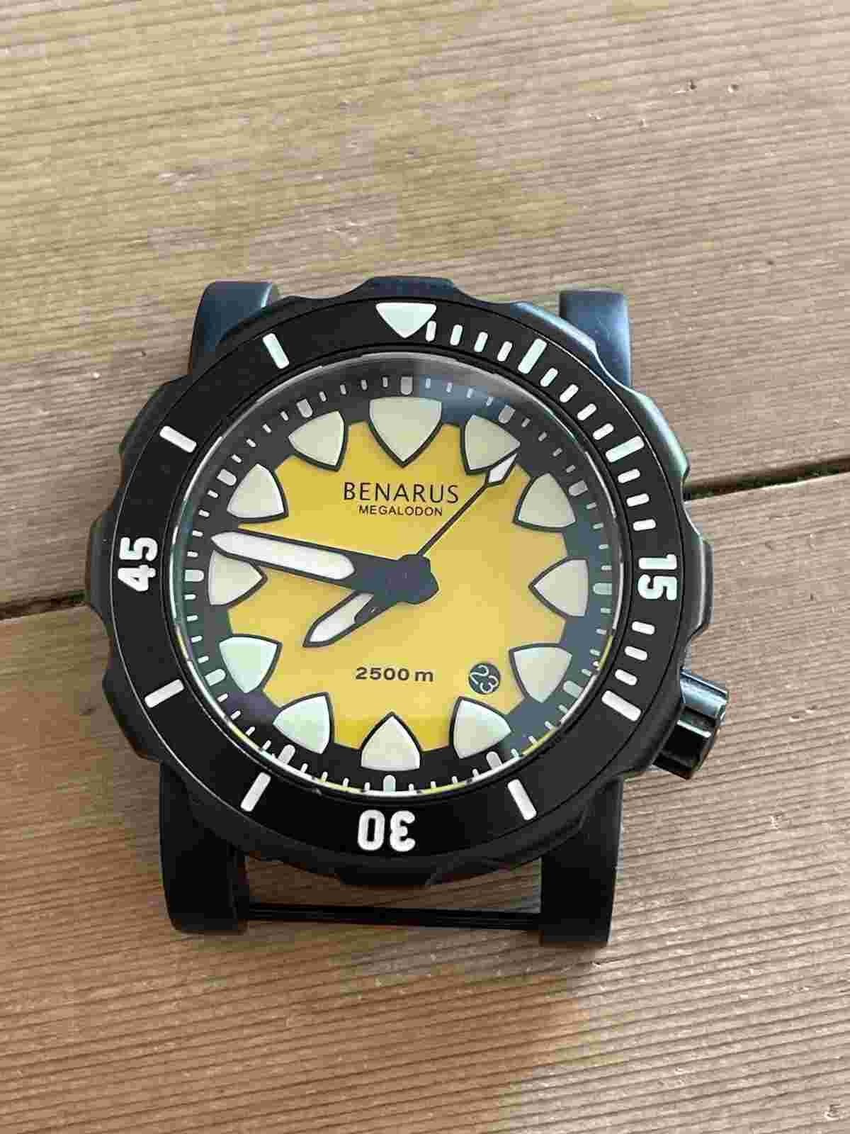 Benarus Megalodon Swiss ETA DLC Yellow Dial