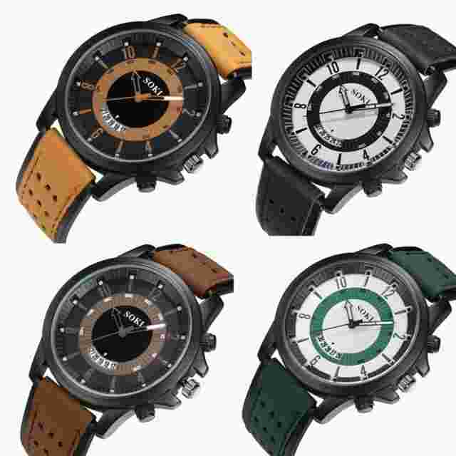 Classic Men's Quartz Watch Leather Strap Luxury Casual Business Wristwatch Gifts