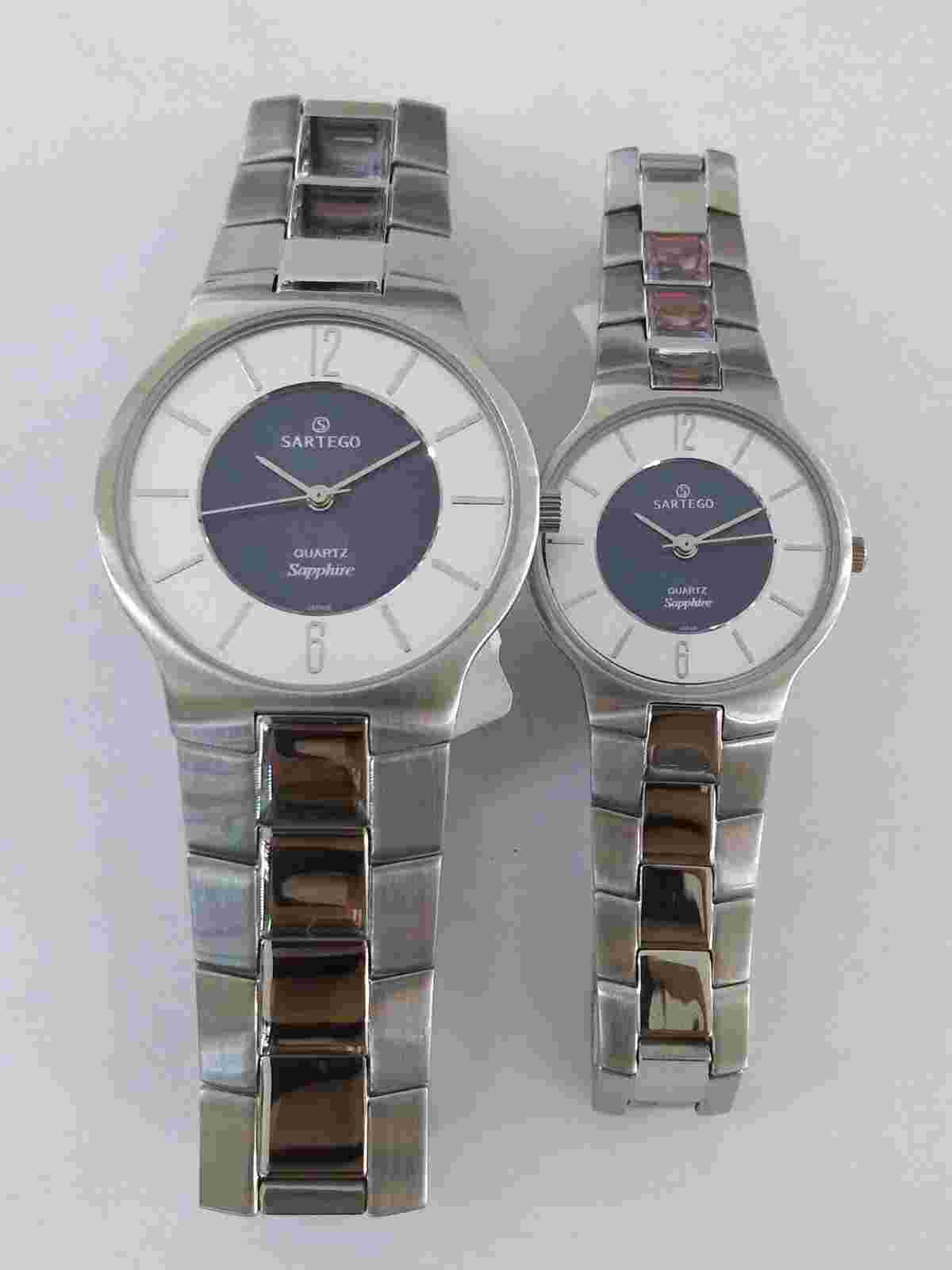 Sartego Seville Quartz Sapphire stainless steel COUPLE watch PAIR SVQ113 SVQ563