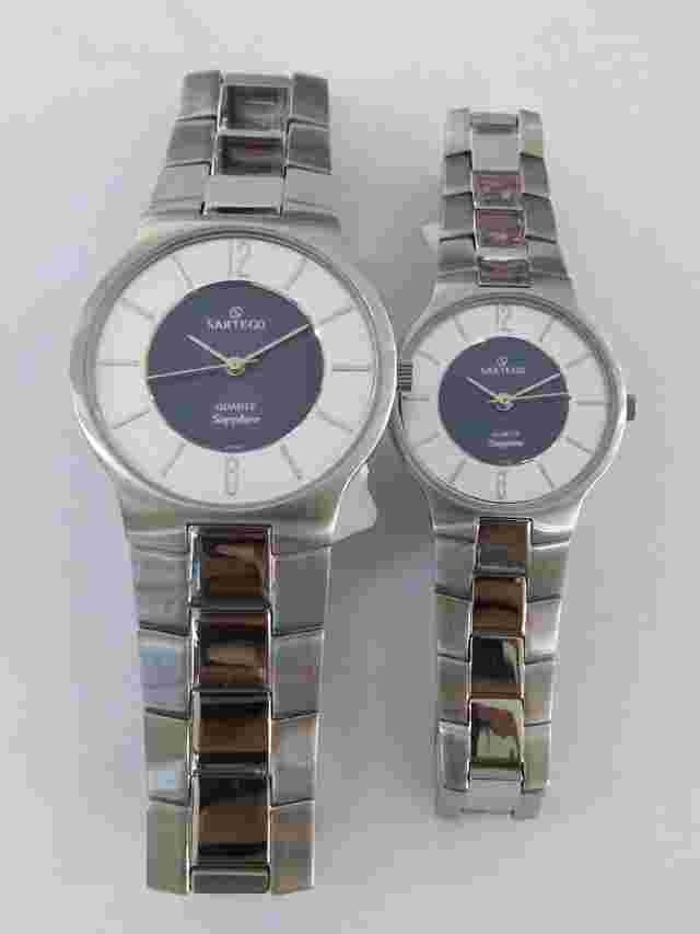 Sartego Seville Quartz Sapphire stainless steel COUPLE watch PAIR SVQ113 SVQ563