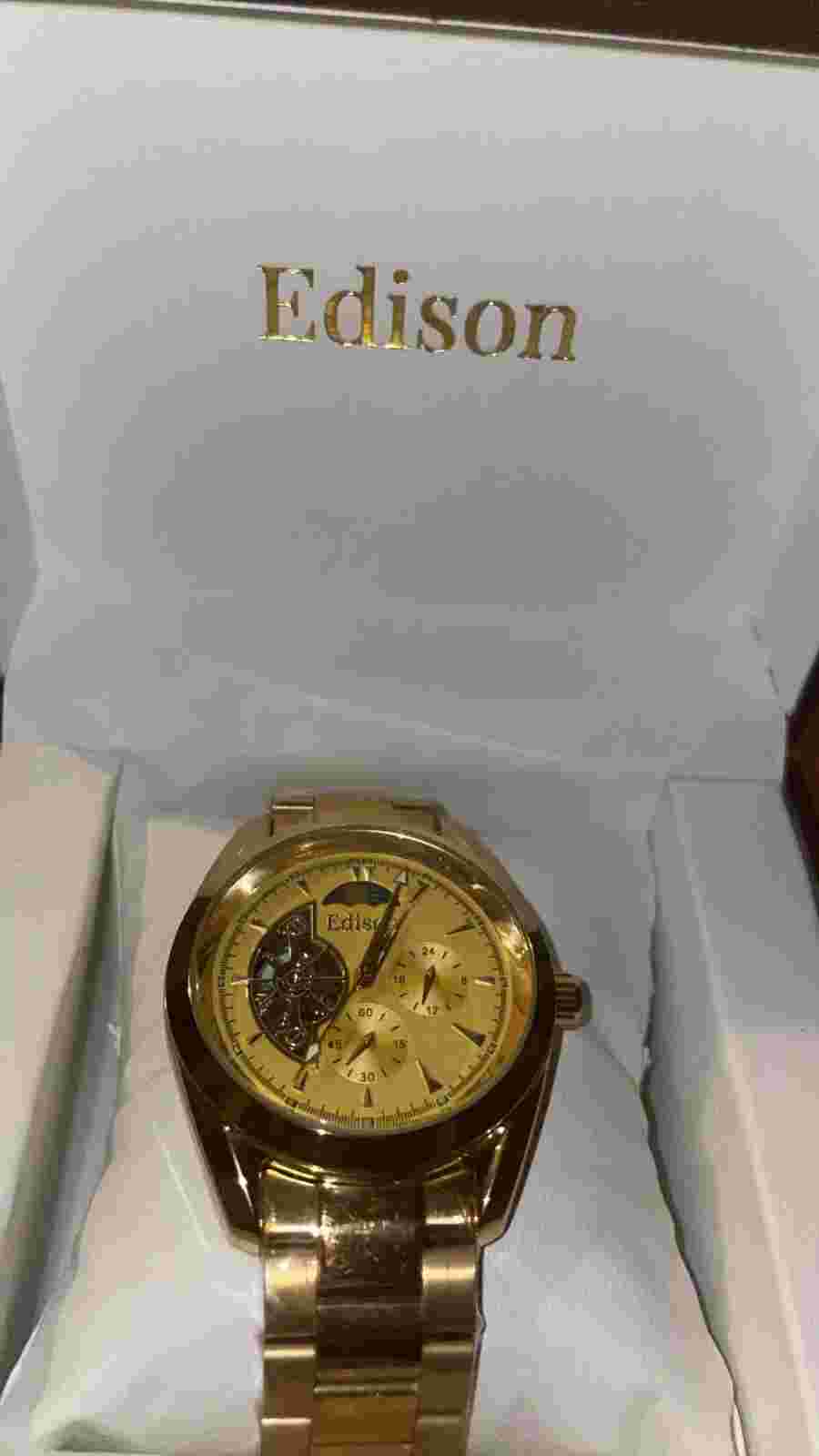 Brand New Gold colour Edison Moonphase automatic Watch In Original Box