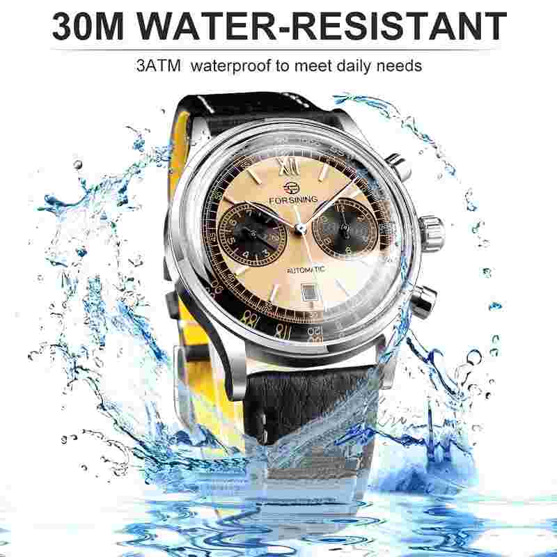 FORSINING Automatic Watch For Men Leather Strap Chronograph Mens Watch