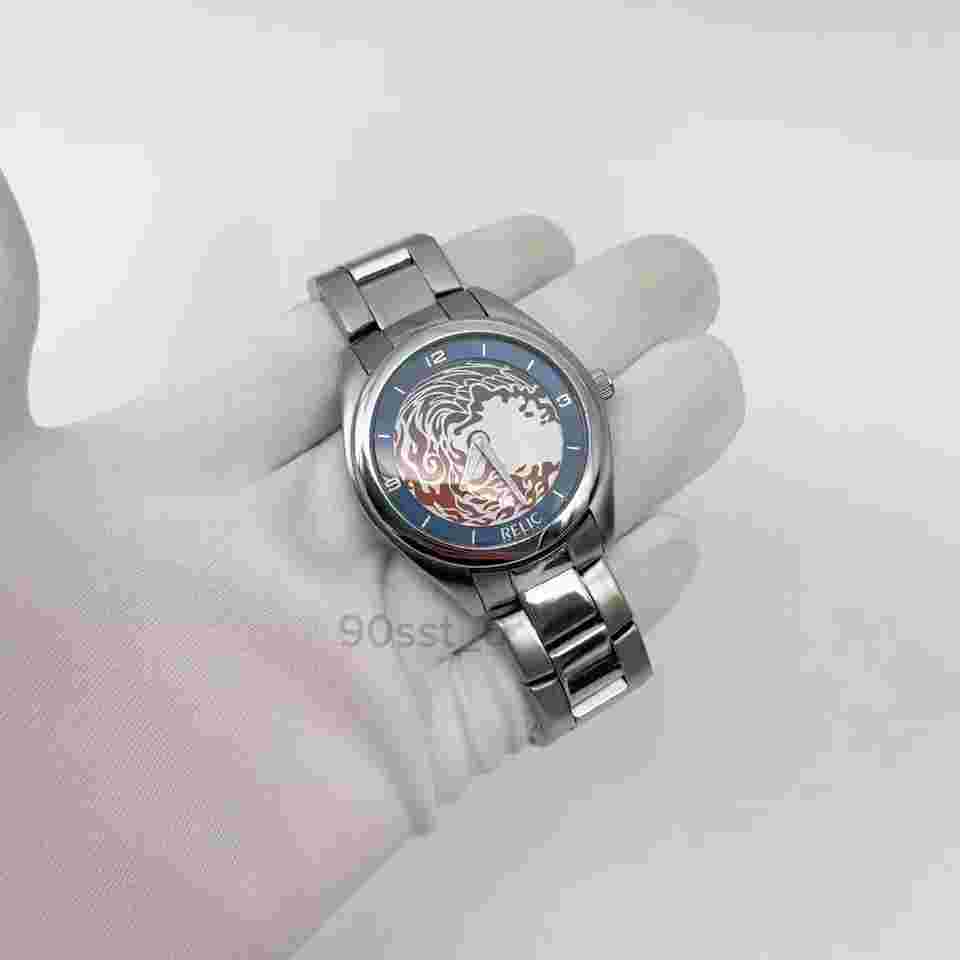 Super Rare Relic by Fossil Big Tic Men's Wrist Watch FLAME Dial