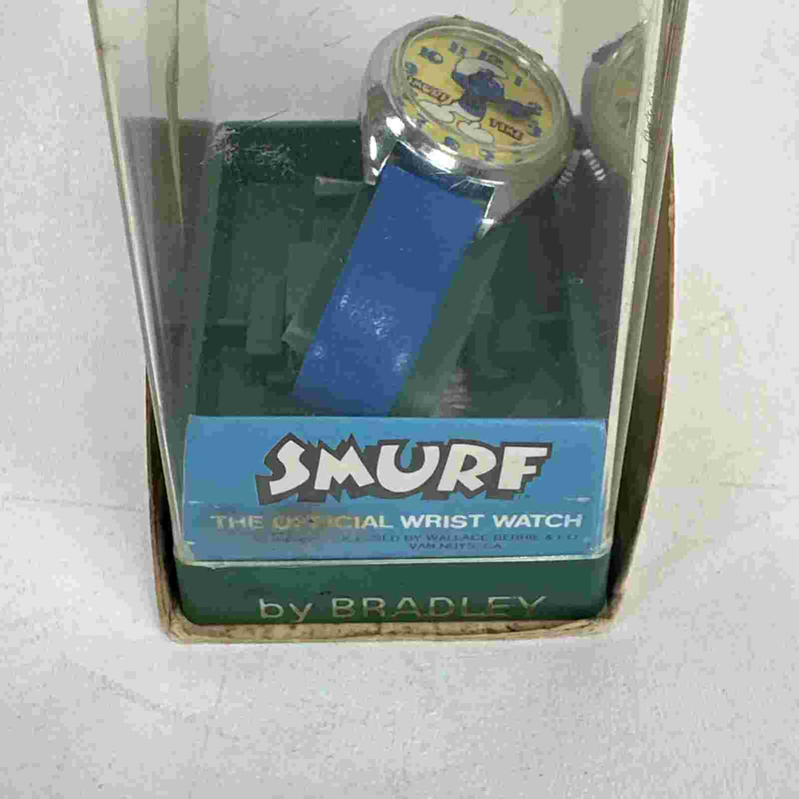 Vintage Smurf Wrist Watch New/Unused from Bradley Time Wind Up Watch 1980s