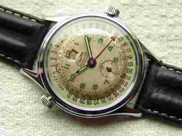 Vintage 37mm ELOGA DATE-O-GRAPH calendar WATCH military style WWII ERA