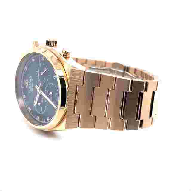 IceTime Maximus 41mm Men Rose Gold Steel Watch Black Dial Iced 0.10ct Diamonds