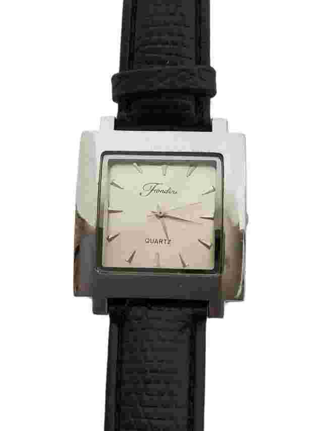 Fondini Quartz Watch, Swiss Parts Unisex Watch Stainless Steel Back Black Band -