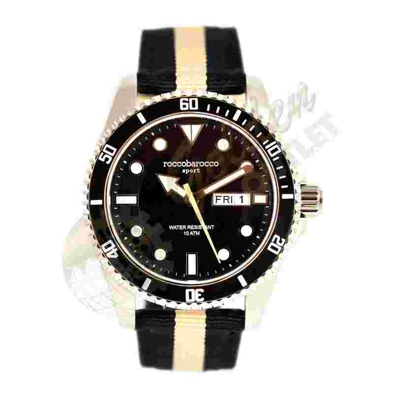 Mens Watch ROCCOBAROCCO SPORT Fabric Leather Bicolored Sub 100mt Coloured Summer