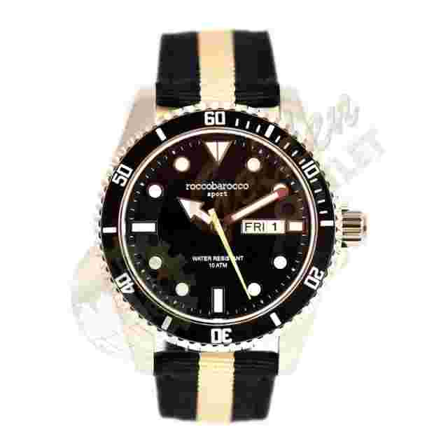 Mens Watch ROCCOBAROCCO SPORT Fabric Leather Bicolored Sub 100mt Coloured Summer