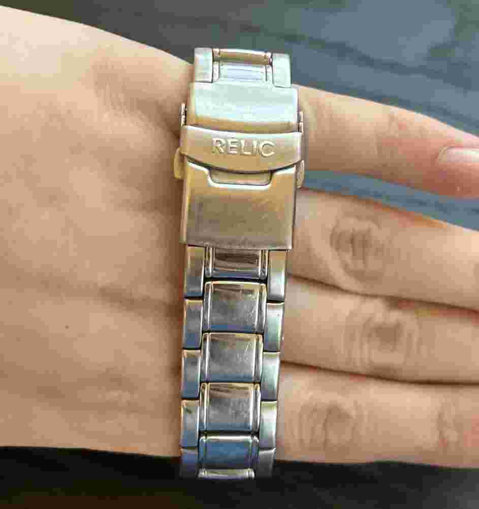 Super Rare Working Relic By Fossil Men's Wrist Watch Moving 8Ball Flame Dial