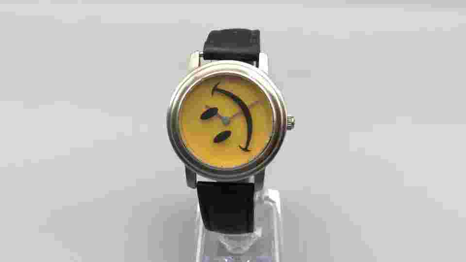Vtg Joe Boxer Watch Unisex 36mm Yellow Smile Face Leather Band 1995 New Battery
